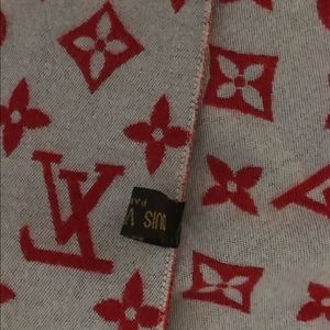 Red Supreme Louis Vuitton scarf